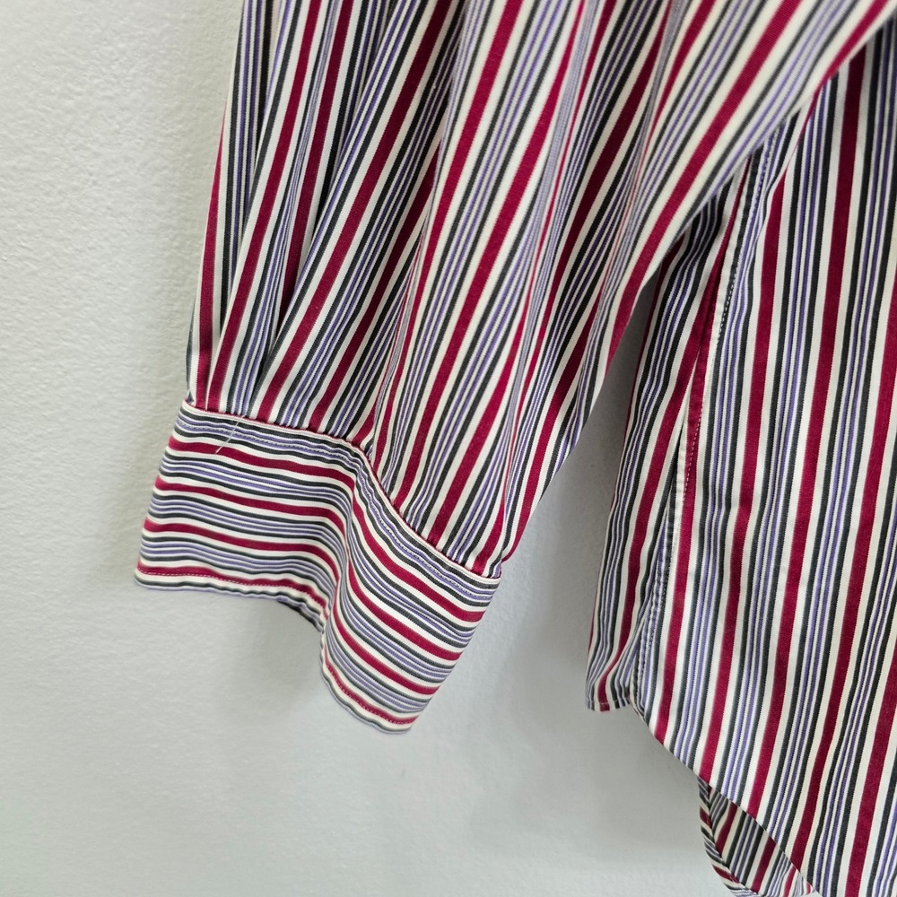 Polo Ralph Lauren Regent Classic Fit Striped Shirt Red Blue White Men 17.5 34/35 - Picture 4 of 6